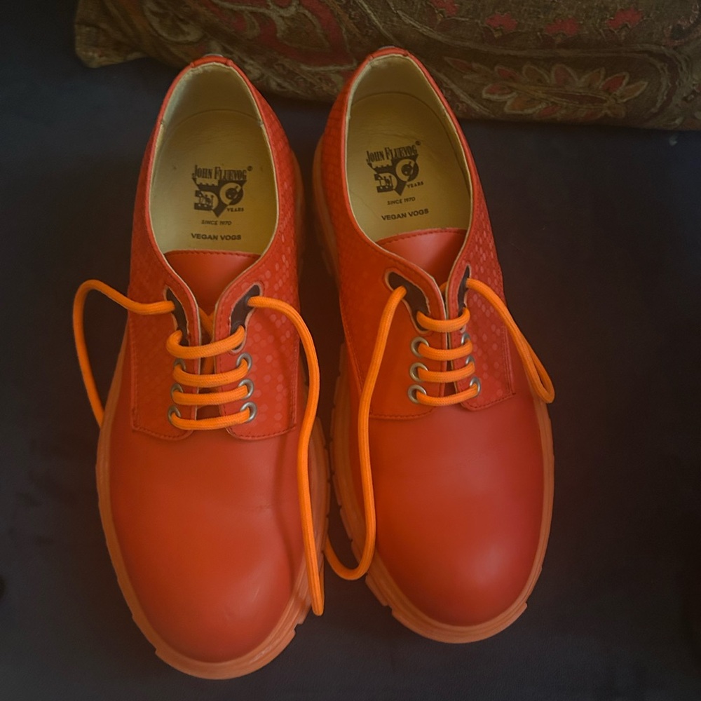 John Fluevog Orange Shoes size 8 women’s